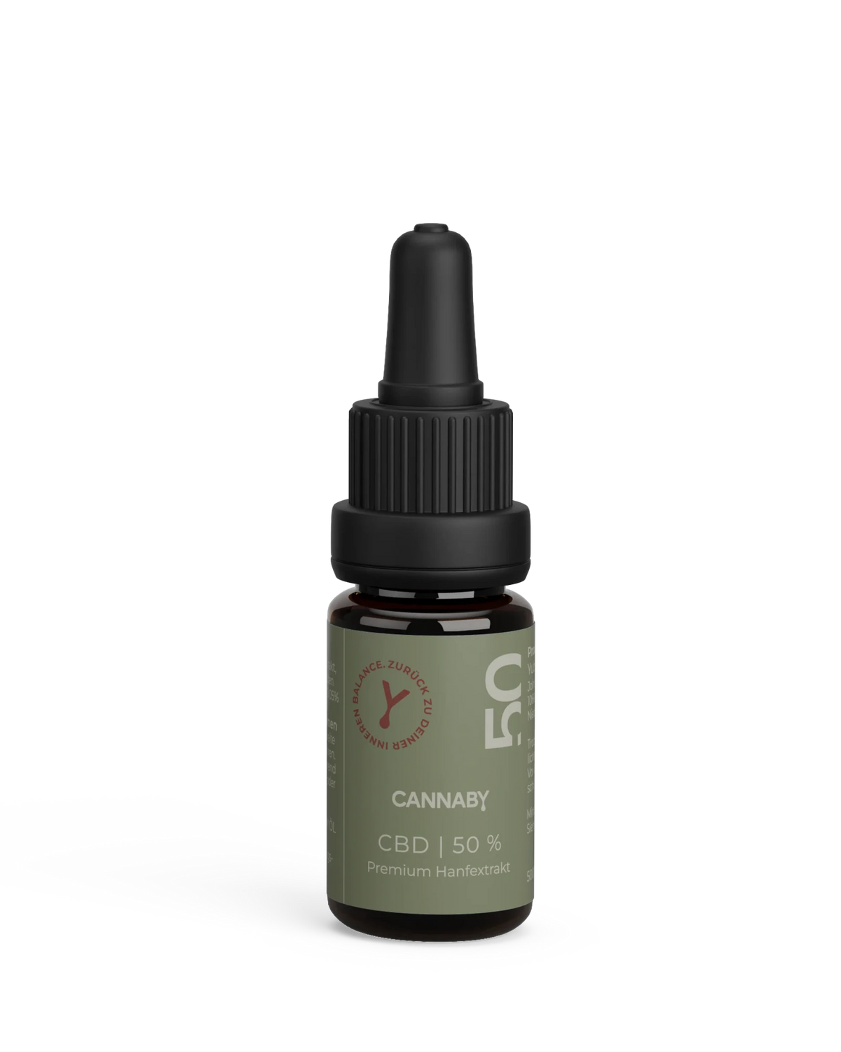 CBD Öl 50 % Vollspektrum von CANNABY, Braunglasflasche mit Pipette