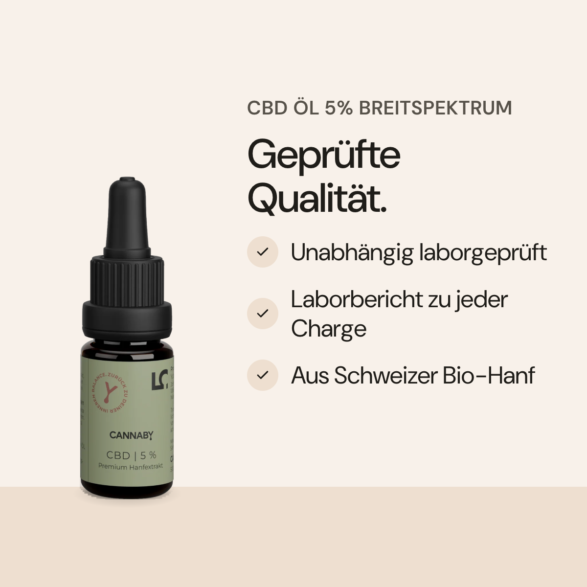 Geprüfte Qualität: CBD Öl 5% Breitspektrum, laborgeprüft, Schweizer Bio-Hanf